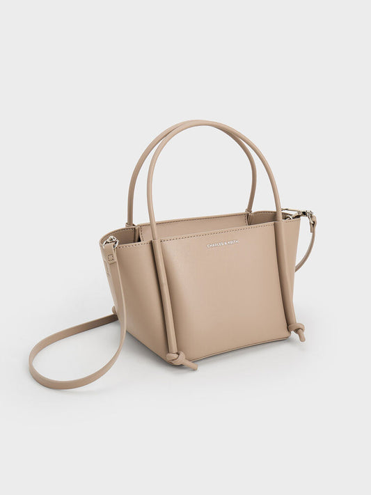 Elegant Dual-Tone Mini Tote-Taupe