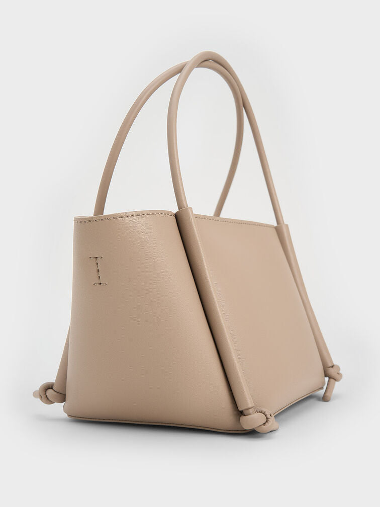 Elegant Dual-Tone Mini Tote-Taupe