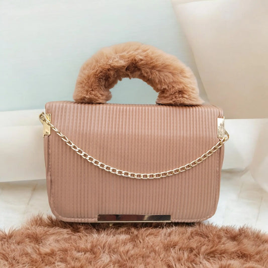 Stylish Chain Peach Satchel