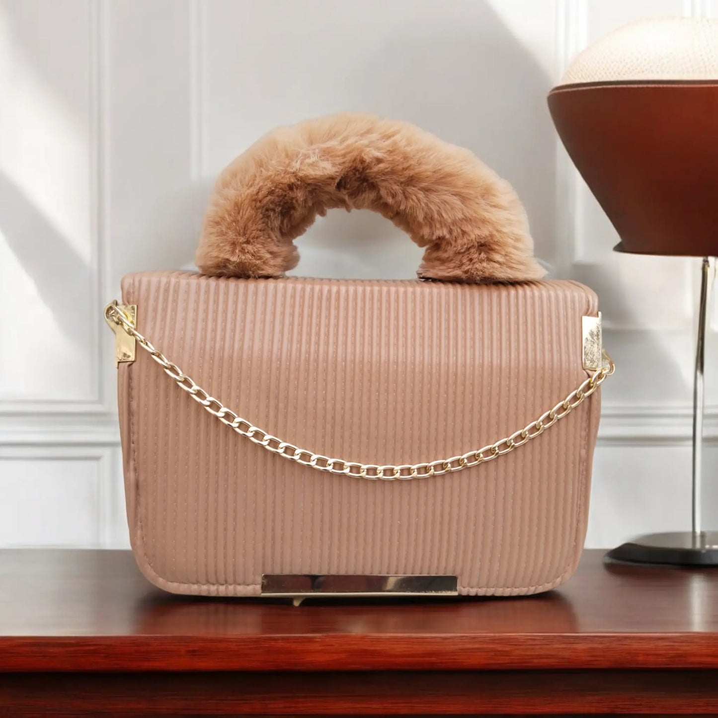 Stylish Chain Peach Satchel