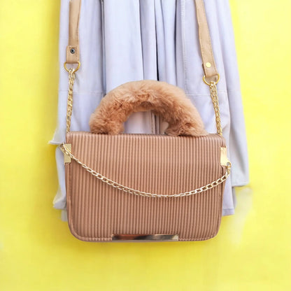 Stylish Chain Peach Satchel