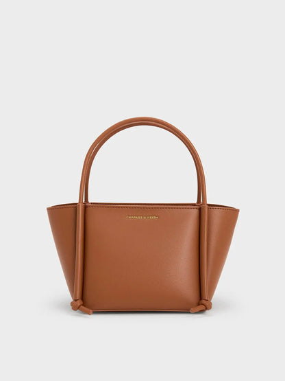 Elegant Dual-Tone Mini Tote-Tan