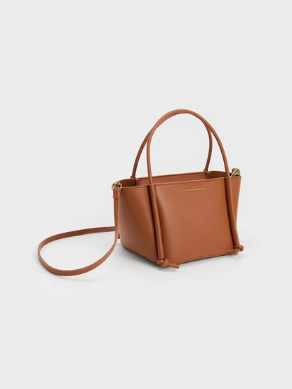 Elegant Dual-Tone Mini Tote-Tan