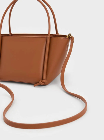 Elegant Dual-Tone Mini Tote-Tan